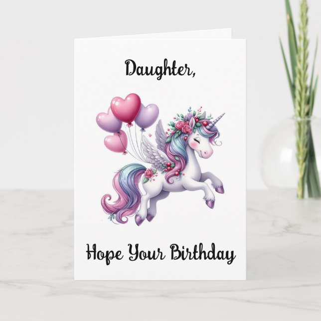 Grattis på födelsedagen Dotter Enhörning Kort (Framsida)