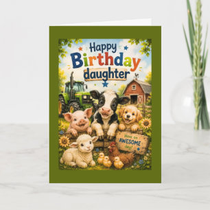 Grattis på födelsedagen dotter gårdsdjur  kort