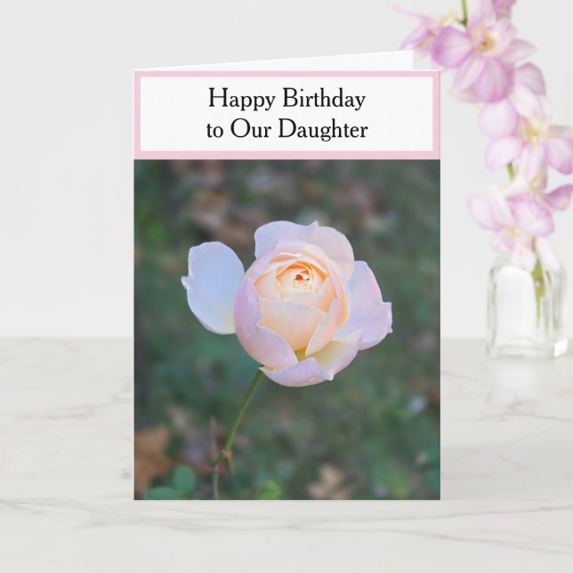 Grattis på födelsedagen Dotter Pastel Rosa ros Kort (Orkide)