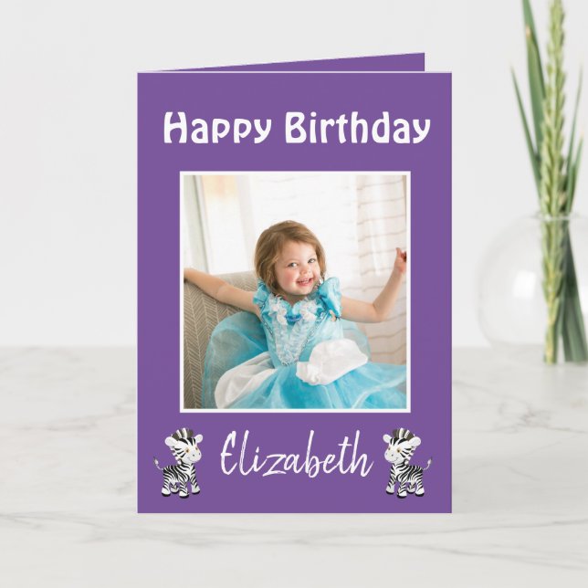 Grattis på födelsedagen Dotter Photo Lila Helgkort (Framsida)