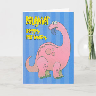 Grattis på födelsedagen Dotter Rosa Dinosaur Kort