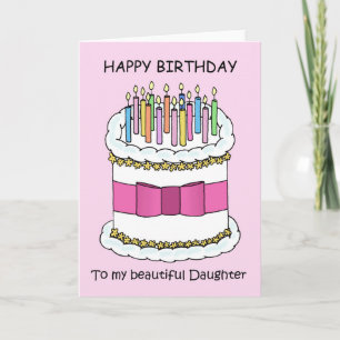 grattis på födelsedagen Dotter Söt Cake och Candle Kort