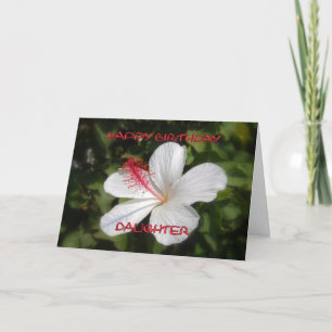 Grattis på födelsedagen-dotterkort - vitt Hibiscus Kort