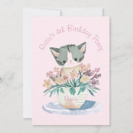Grattis på födelsedagen-dottern Kitten Namn och Ro Inbjudningar