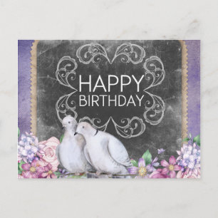 grattis på födelsedagen Doves Blommigt Illustratio Vykort