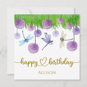 Grattis på födelsedagen Dragonflies Vild Flowers W Kort