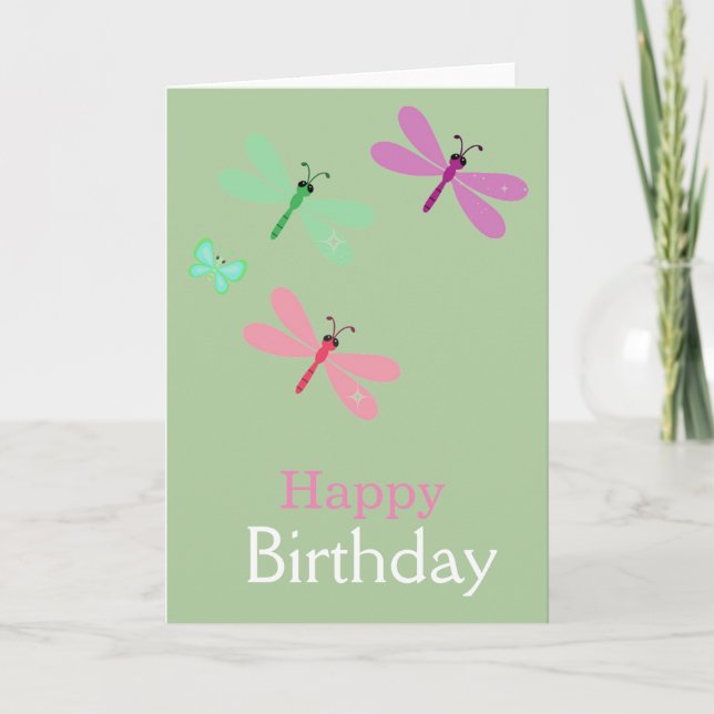 Grattis på födelsedagen Dragonflulies Card Kort (Framsida)