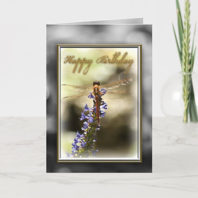 Grattis på födelsedagen Dragonfly Card Kort (Framsida)