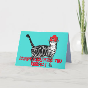 Grattis på födelsedagen Du Coola Tabby katt födels Kort