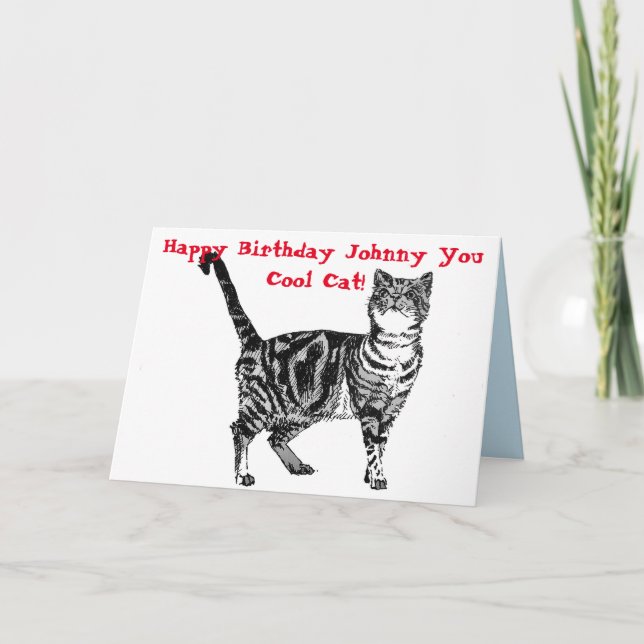 Grattis på födelsedagen Du Coola Tabby Katt Födels Kort (Framsida)