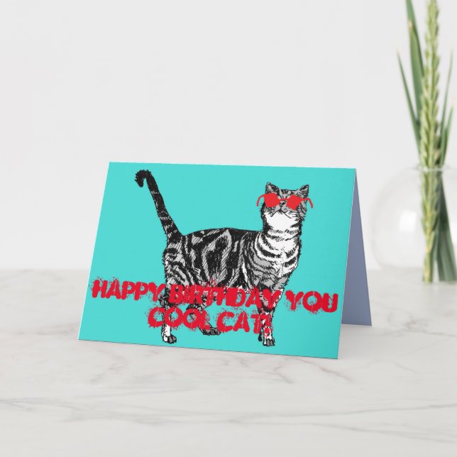 Grattis på födelsedagen Du Coola Tabby katt födels Kort (Framsida)