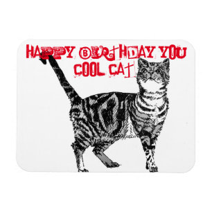 Grattis på födelsedagen Du Coola Tabby katt födels Magnet