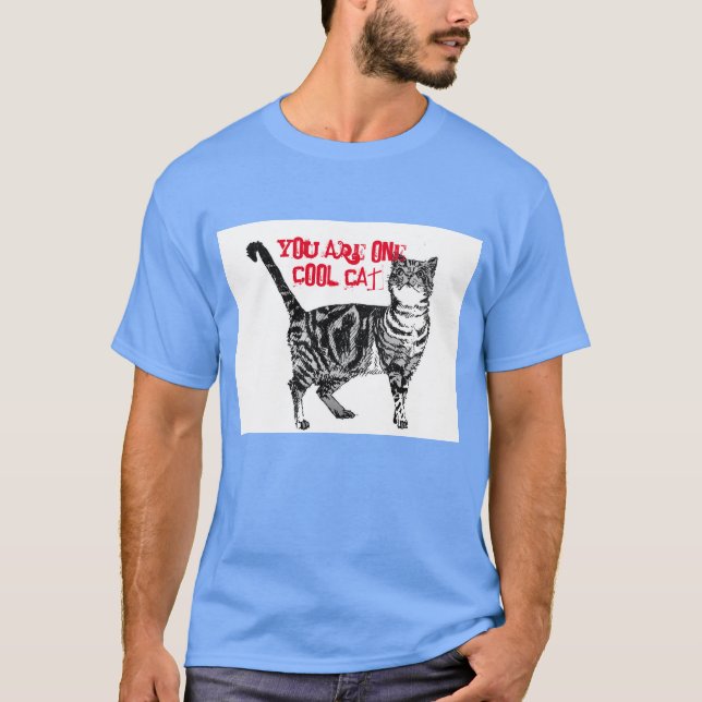 Grattis på födelsedagen Du Coola Tabby katt födels T Shirt (Framsida)