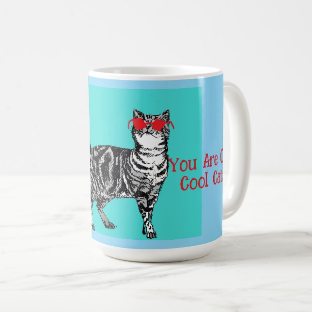 Grattis på födelsedagen Du Coola Tabby katt Manar  Kaffemugg (Framsida höger)