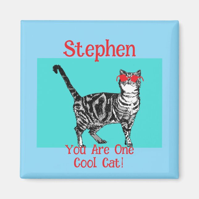 Grattis på födelsedagen Du Coola Tabby katt Manar  Magnet (Framsidan)