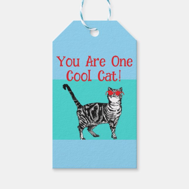 Grattis på födelsedagen Du Coola Tabby katt Manar  Presentetikett (Framsidan)