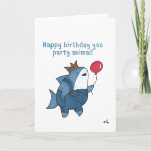 Grattis på födelsedagen du Party Animal - Shark Ca Tack Kort