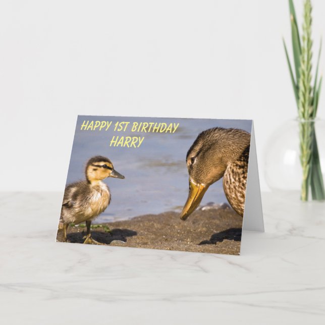 Grattis på födelsedagen Duckling & Mamma Personlig Kort (Framsida)
