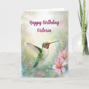 Grattis på födelsedagen eget namn Hummingbird Bird Kort