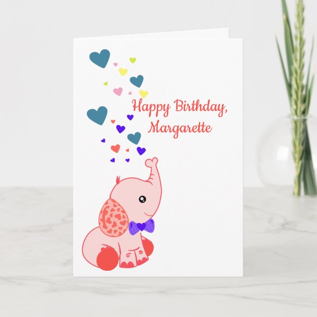 Grattis på födelsedagen, eget namn och cute Baby E Kort (Framsida)