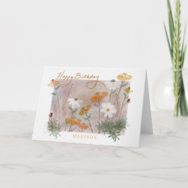 Grattis på födelsedagen eget namn Watercolor Wildb Kort