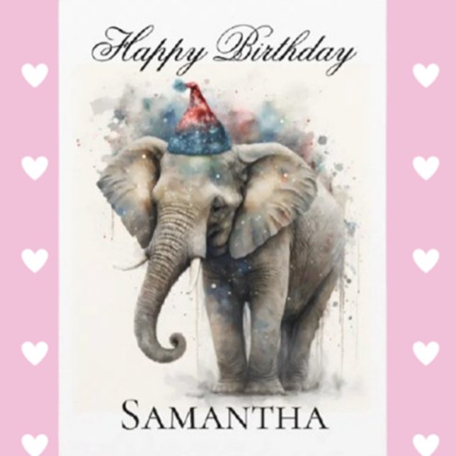 Grattis på födelsedagen Elefant Faltad Välkomstkor Kort (Celebrate a special day with our Happy Birthday Elephant Folded Greeting Card.)