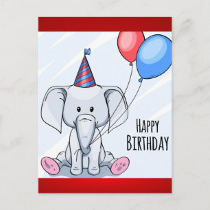 Grattis på födelsedagen Elefant Vykort