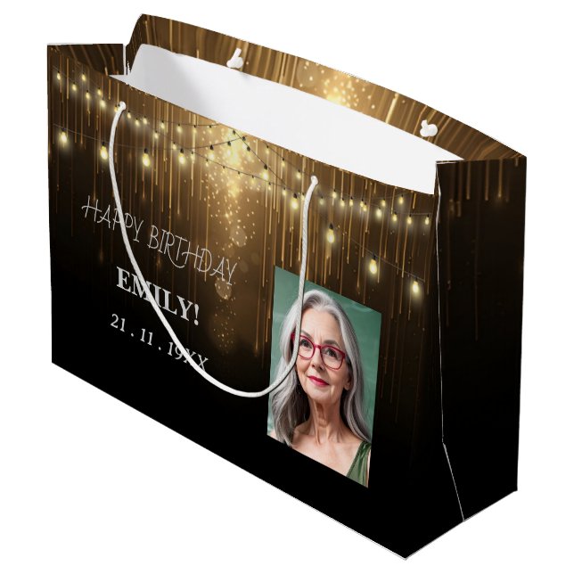 Grattis på födelsedagen Elegant Black Party Modern (Baksidan Vinklad)