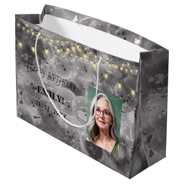 Grattis på födelsedagen Elegant  Black rosa Party (Baksidan Vinklad)