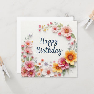 Grattis på födelsedagen Elegant Blommigt Utandning Kort