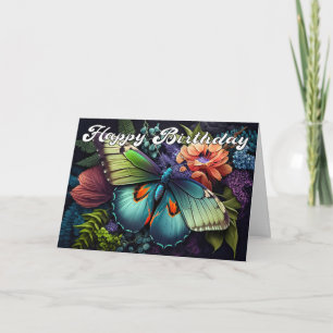 Grattis på födelsedagen Elegant Butterfly Illust Kort