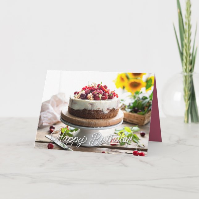 Grattis på födelsedagen Elegant Cake Kort (Framsida)