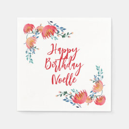 Grattis på födelsedagen - Elegant, Röda vitkolsblo Pappersservett