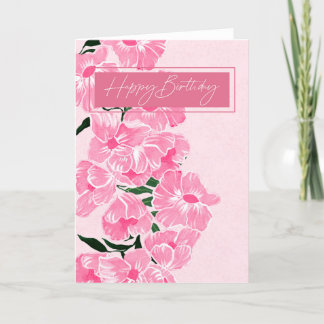 Grattis på födelsedagen Elegant Rosa Gouache Flowe Tack Kort