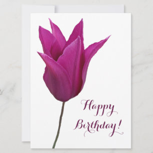 Grattis på födelsedagen elegant rosa tulip minimal julkort