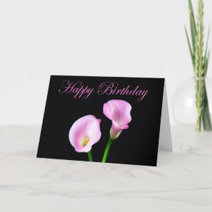 Grattis på födelsedagen Eleganta rosa Calla Lilior Kort