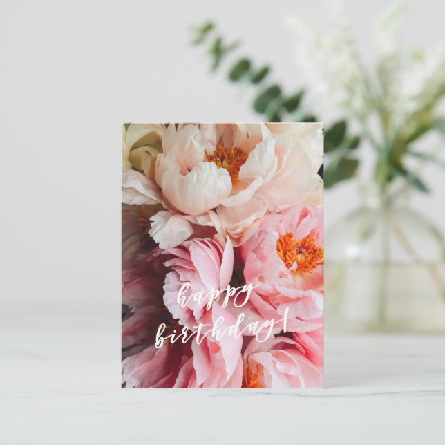 Grattis på födelsedagen! Eleganta rosa och skära p Vykort (Stående Fram)