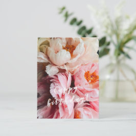 Grattis på födelsedagen! Eleganta rosa och skära p Vykort
