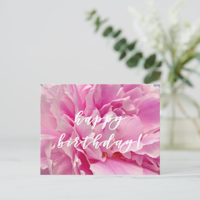 Grattis på födelsedagen! Eleganta rosa peonior  Vykort (Stående Fram)