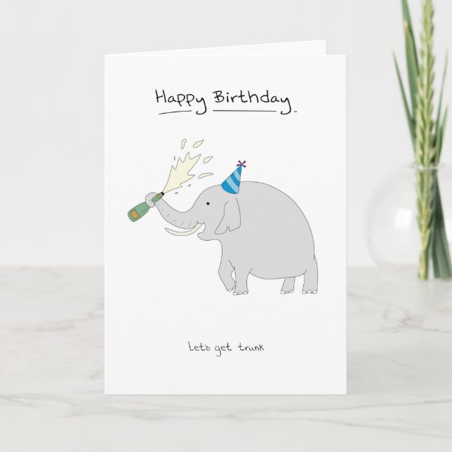 Grattis på födelsedagen - Elephant Kort (Framsida)