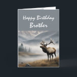 Grattis på födelsedagen Elk Brother som är framstå Kort<br><div class="desc">Grattis på födelsedagen Elk står ensam i en kvarstående broder i fält,  men med en känsla av humor.</div>