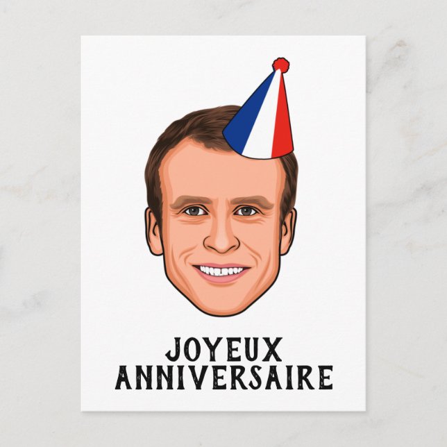 GRATTIS PÅ FÖDELSEDAGEN Emmanuel Macron Födelsedag Vykort (Framsida)