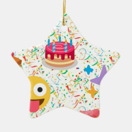 grattis på födelsedagen emoji julgransprydnad keramik