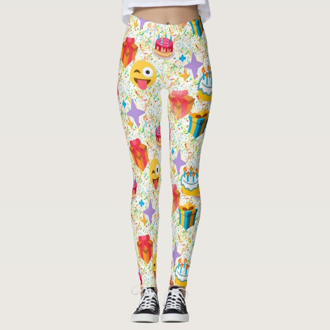 grattis på födelsedagen emoji leggings (Framsida)