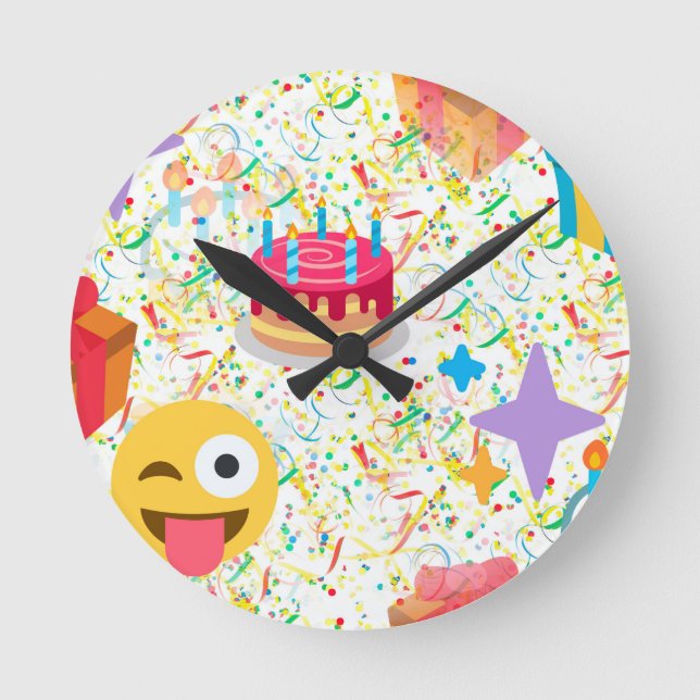 grattis på födelsedagen emoji rund klocka (Framsida)