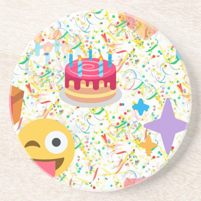 grattis på födelsedagen emoji underlägg sandsten (Framsidan)