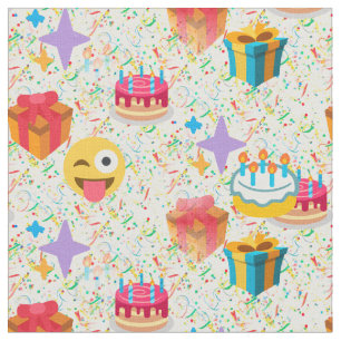 grattis på födelsedagen emoji-väv tyg