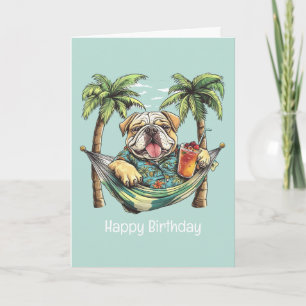 Grattis på födelsedagen engelsk bulldogg i hawaiia kort