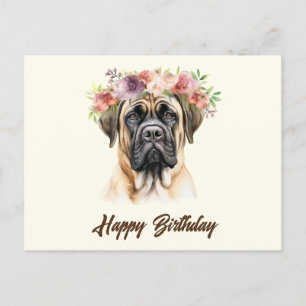 Grattis på födelsedagen engelsk mastiff hund med b vykort