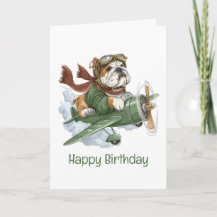 Grattis på födelsedagen engelska Bulldog Pilot Air Kort